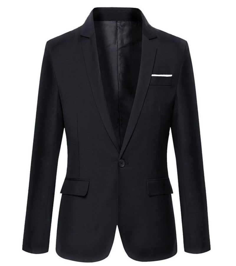 Beninos Mens Slim Fit Casual One Button Blazer Jacket (M, 302Black) - Image 1